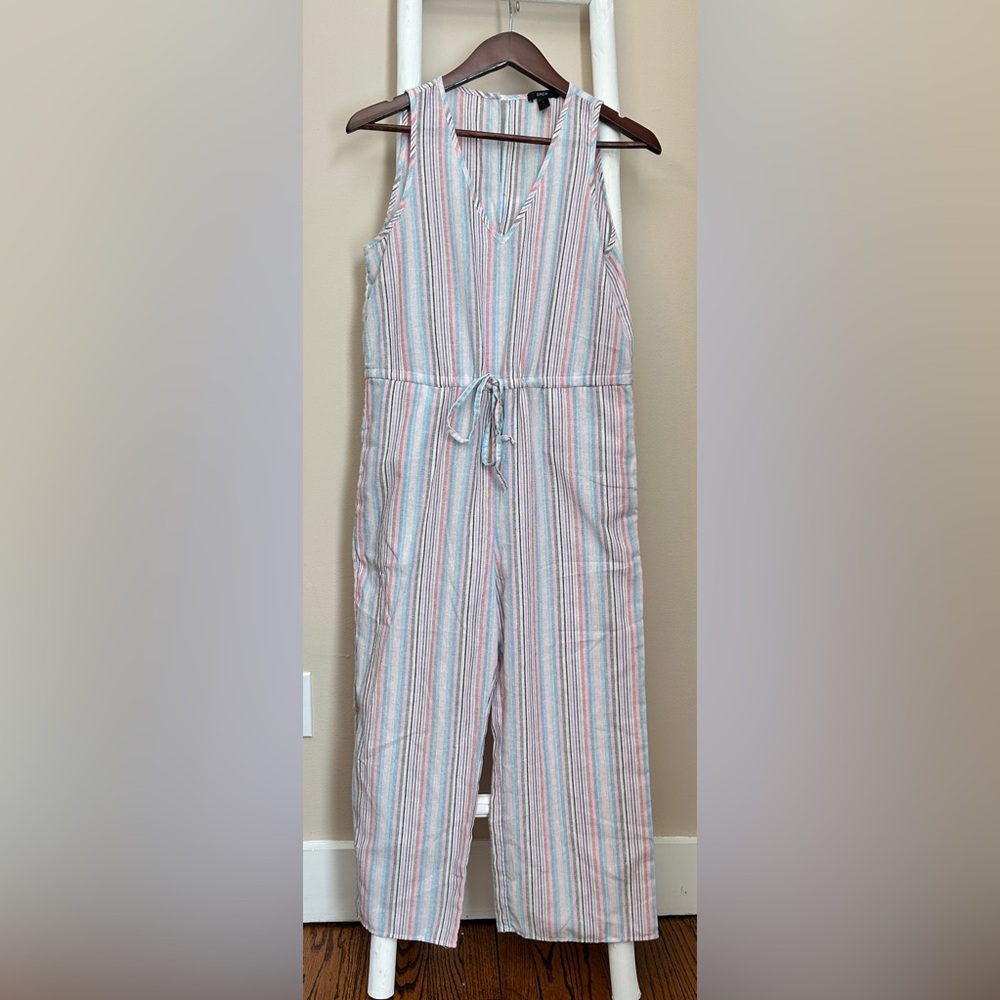 Striped Sleeveless Jumpsuit, red white & blue